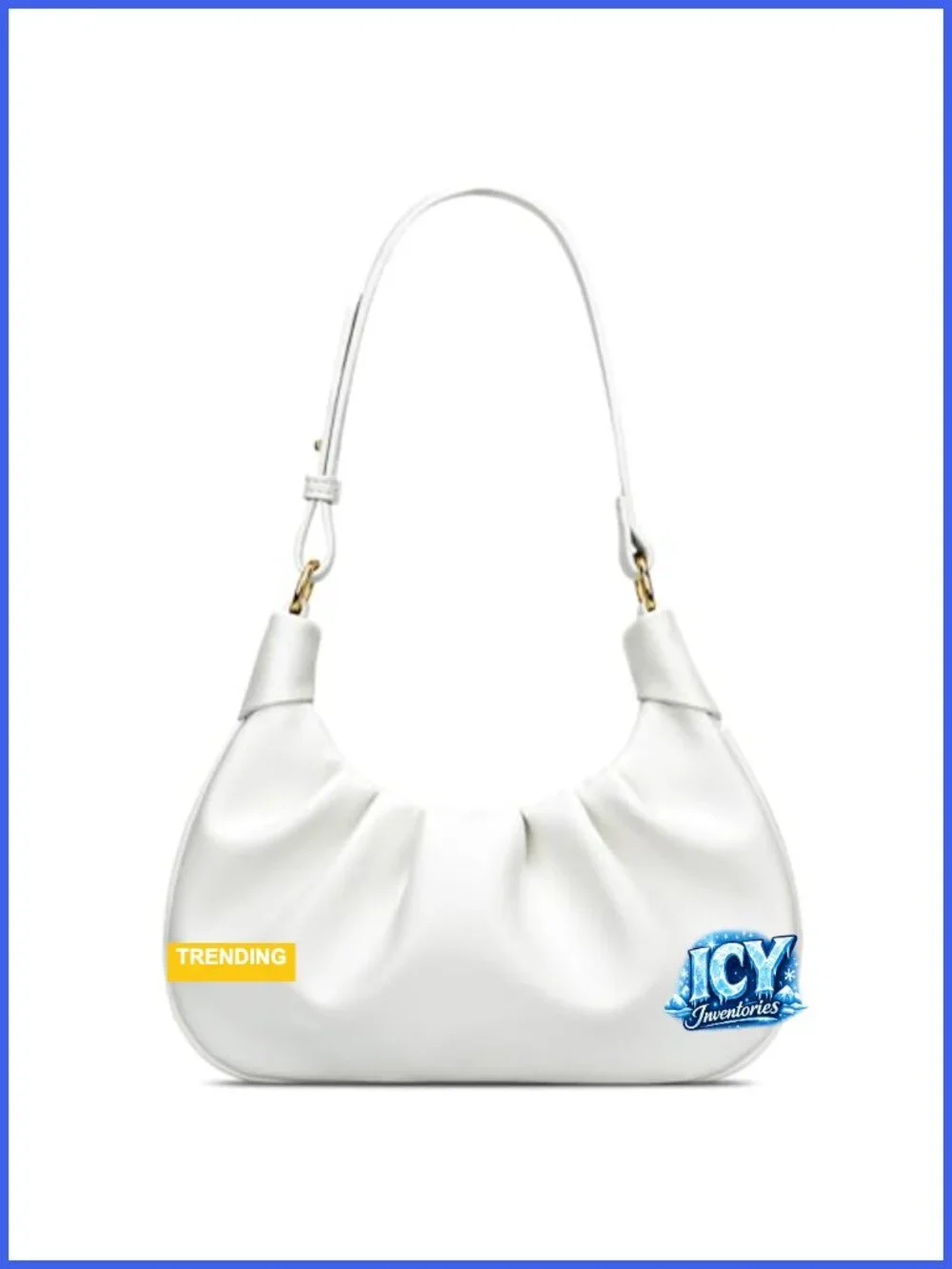 Faux Leather Mini Hobo Shoulder Bag Ruched Purse with Gold Chain